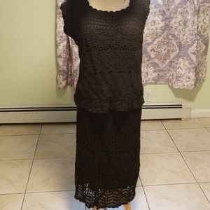 Women's Black xl crochet skirt suit